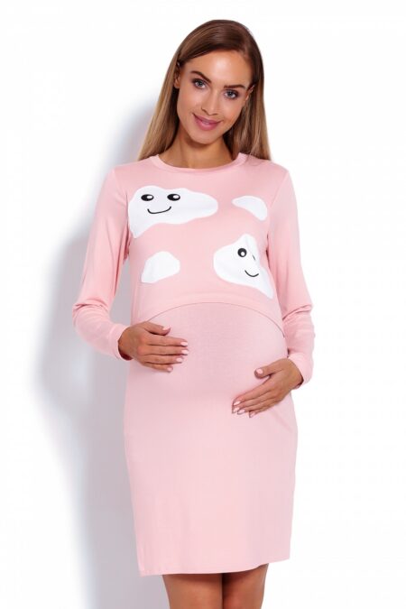 Koszula Nocna Ciążowa Model 1682 Powder Pink - PeeKaBoo