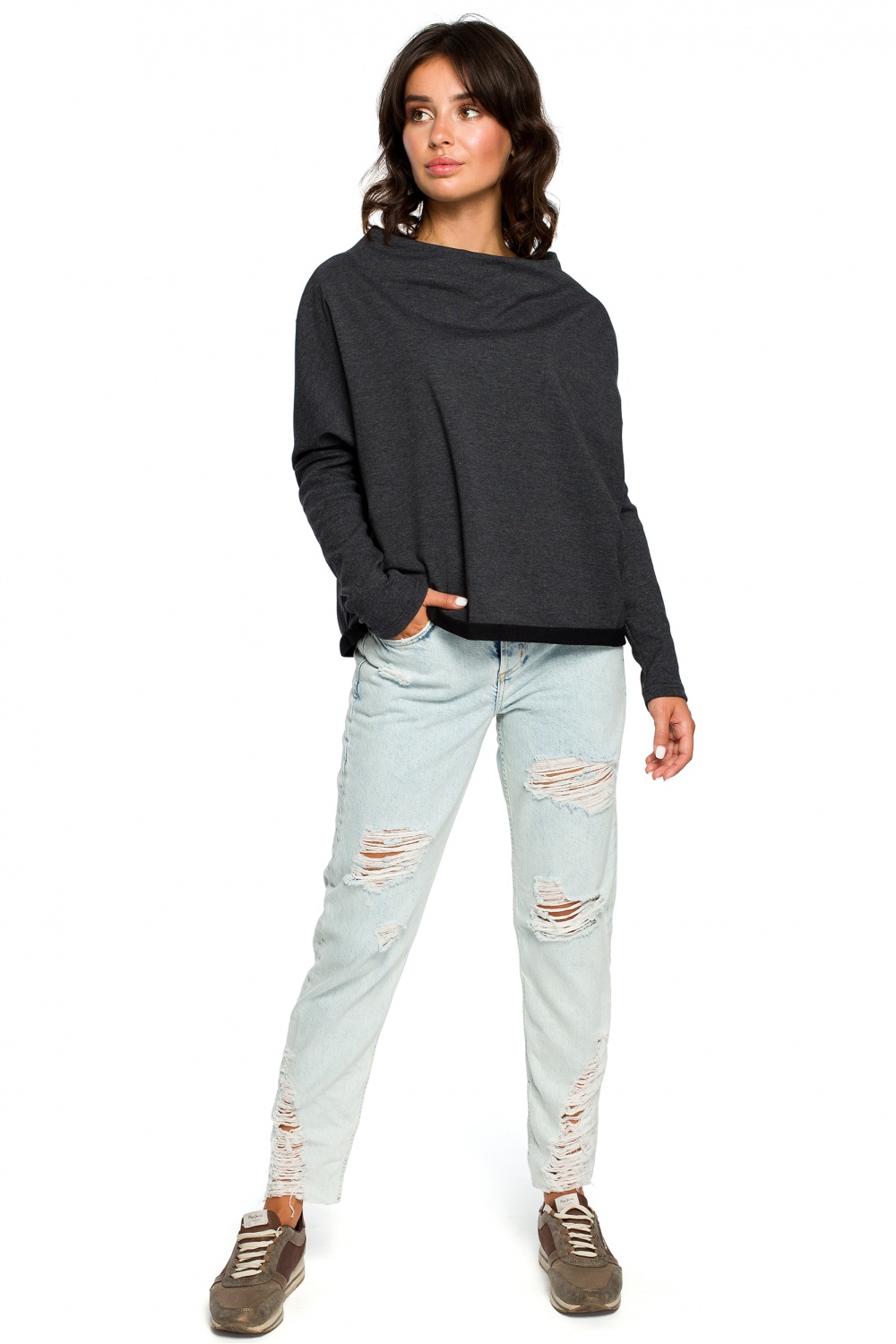 Bluza Damska Model B094 Grafit - BeWear - obrazek 2