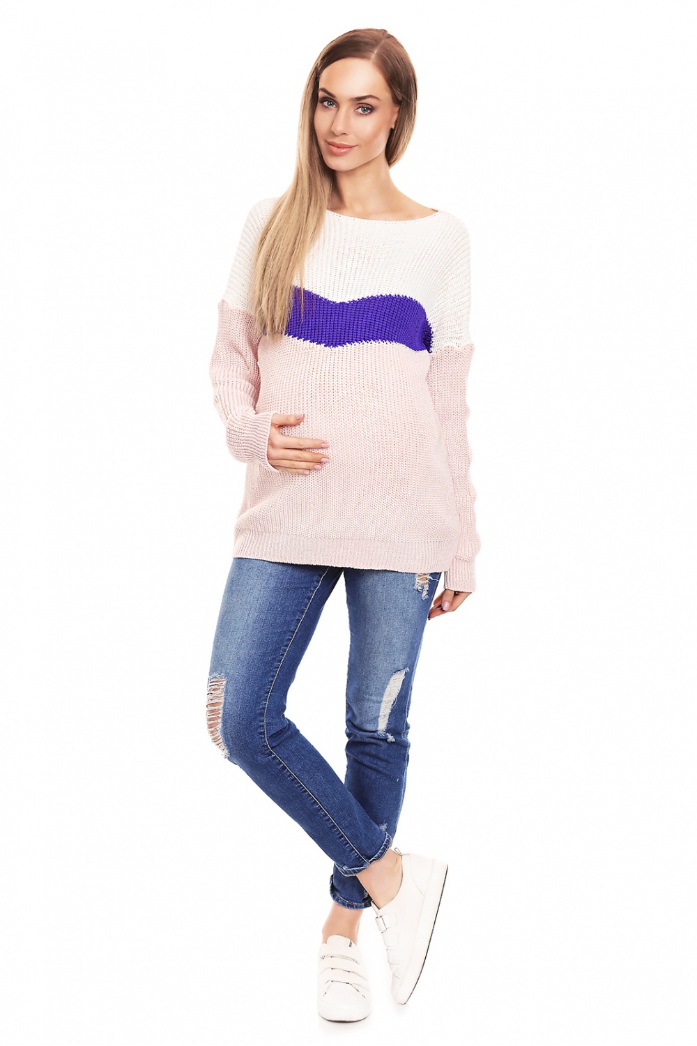 Sweter Ciążowy Model 40023 Powder Pink - PeeKaBoo - obrazek 2