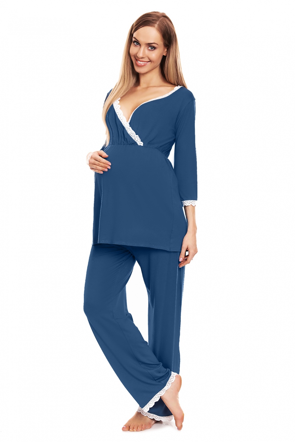 Piżama Ciążowa Model 0136 Blue - PeeKaBoo - obrazek 2