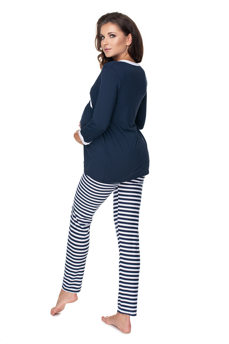 Piżama Ciążowa Model 0150 Navy/White - PeeKaBoo - obrazek 3