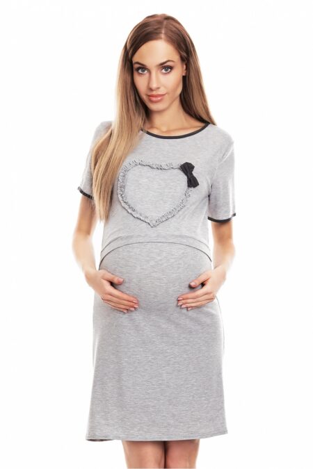 Koszula Nocna Ciążowa Model 0138 Grey - PeeKaBoo