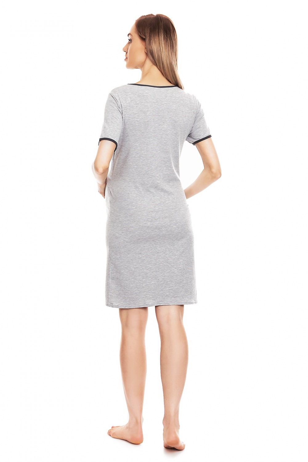 Koszula Nocna Ciążowa Model 0138 Grey - PeeKaBoo - obrazek 3
