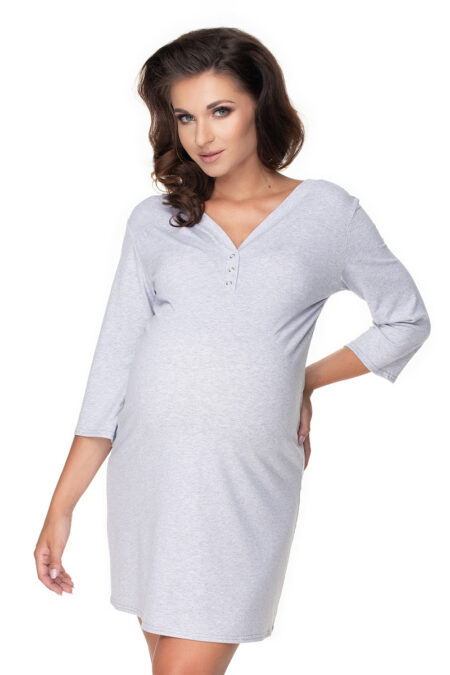 Koszula Nocna Ciążowa Model 0157 Grey - PeeKaBoo