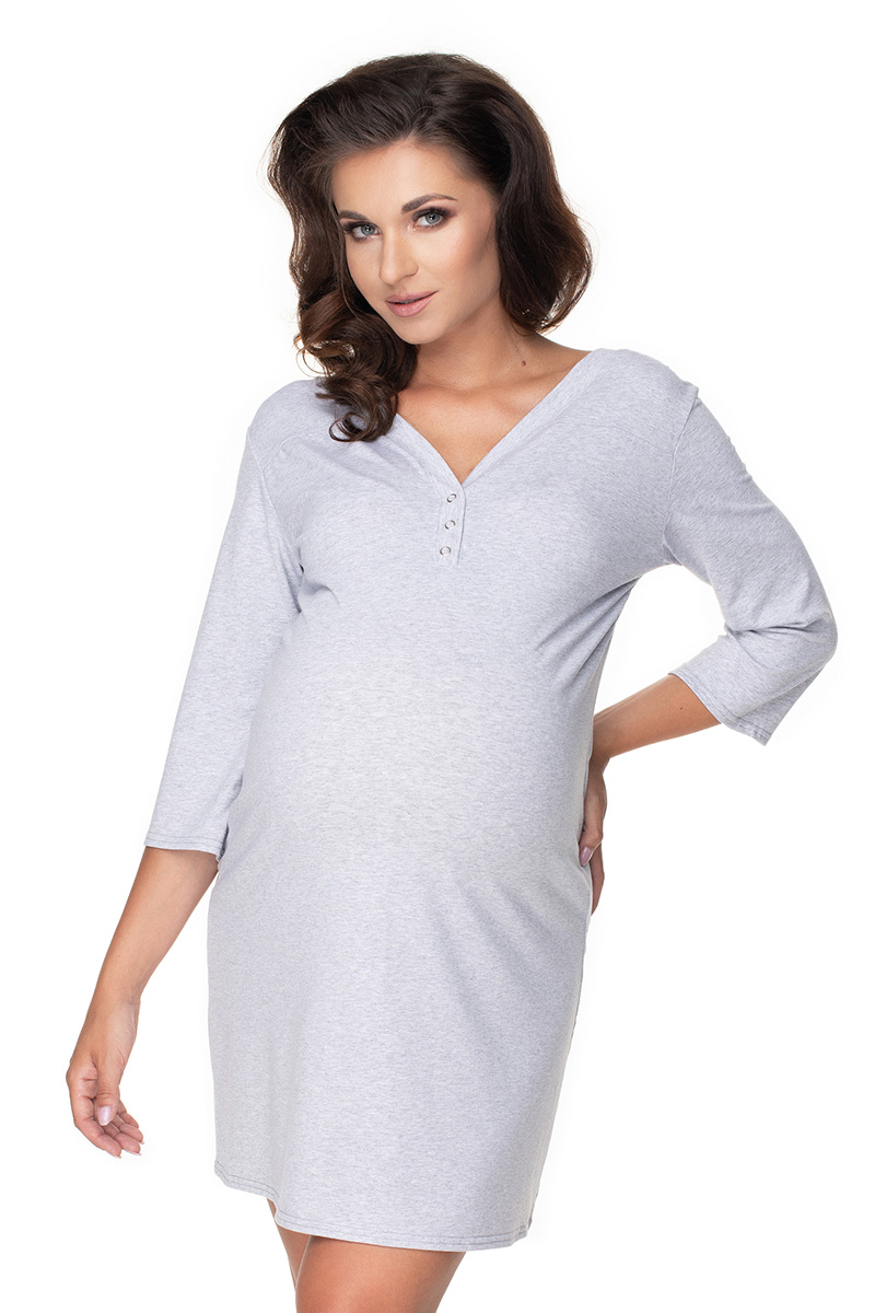Koszula Nocna Ciążowa Model 0157 Grey - PeeKaBoo