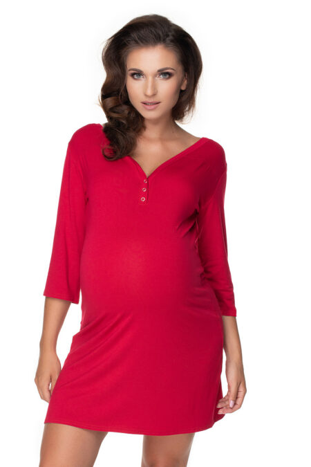 Koszula Nocna Ciążowa Model 0157 Bordo - PeeKaBoo