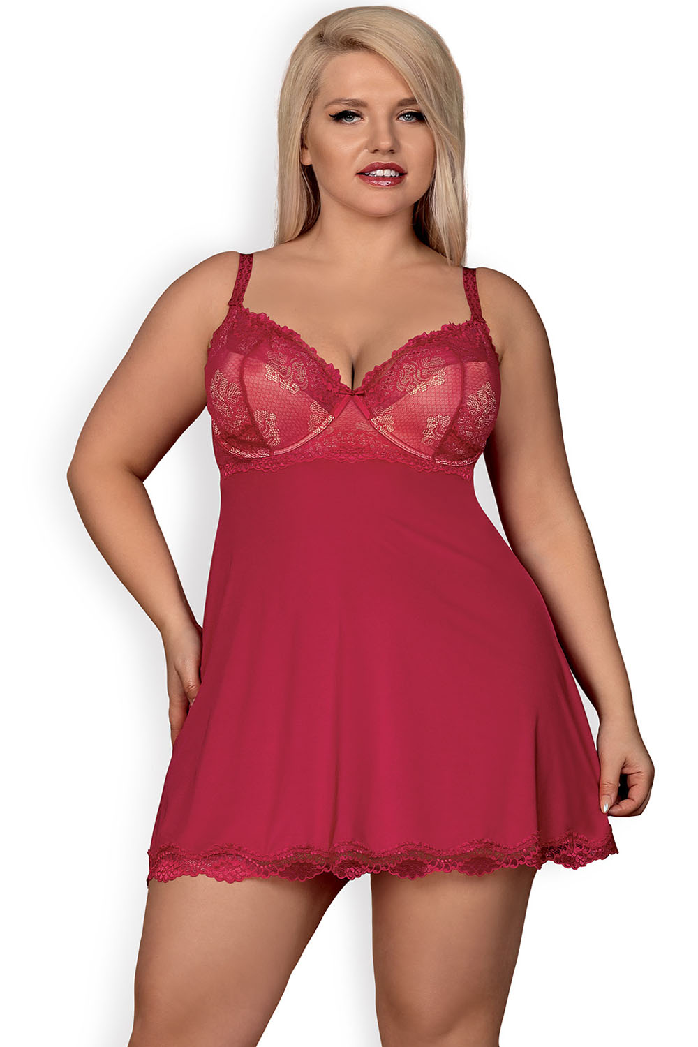 Komplet Model Rosalyne Babydoll Red - Obsessive - obrazek 2