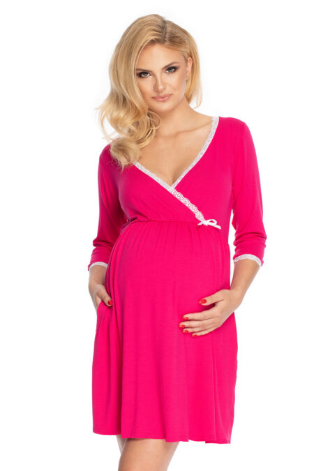 Koszula Nocna Ciążowa Model 0178 Fuksja - PeeKaBoo