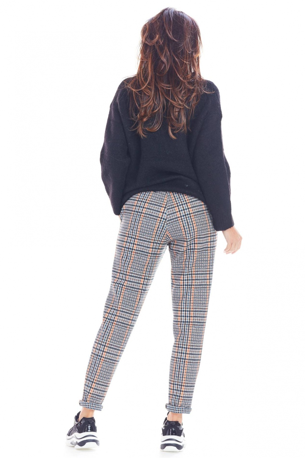 Spodnie Damskie Model A365 Navy Krata - awama - obrazek 3