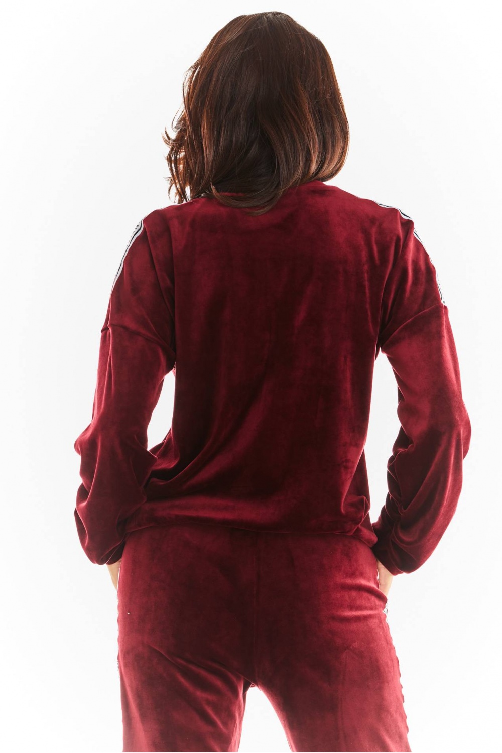 Bluza Damska Model A374 Bordo Welur - awama - obrazek 3