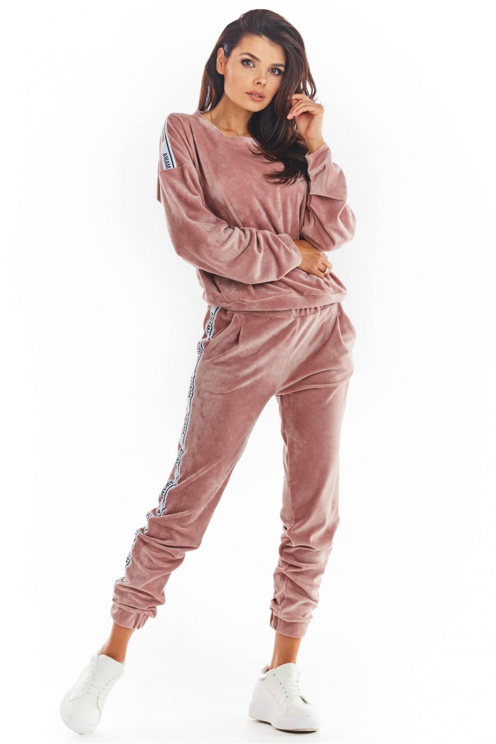 Bluza Damska Model A374 Pink Welur - awama - obrazek 2