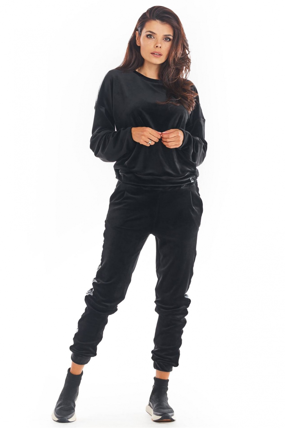 Bluza Damska Model A374 Black Welur - awama - obrazek 4