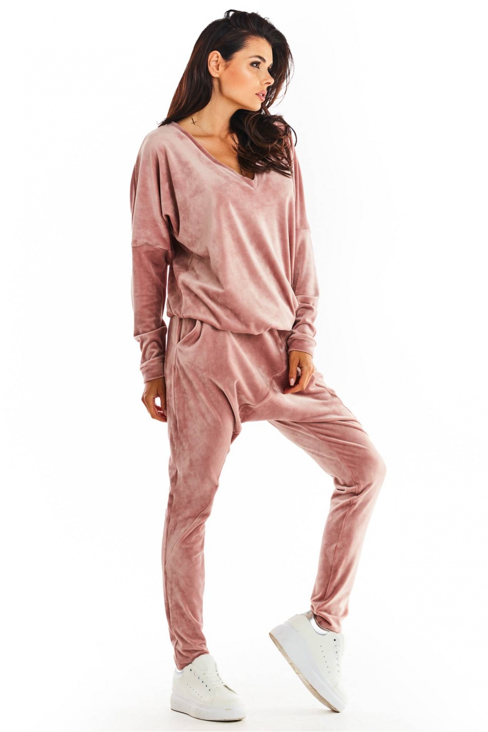 Spodnie Damskie Model A377 Pink Welur - awama - obrazek 4