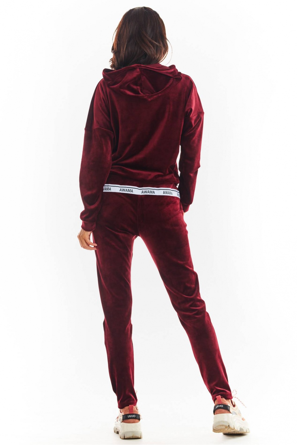 Spodnie Damskie Model A372 Bordo Welur - awama - obrazek 3