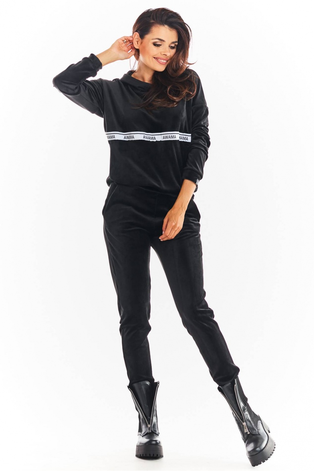 Bluza Damska Model A371 Black Welur - awama - obrazek 2