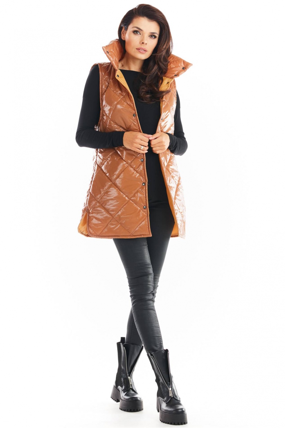 Kamizelka Damska Model A383 Beige Pikówka - awama - obrazek 4