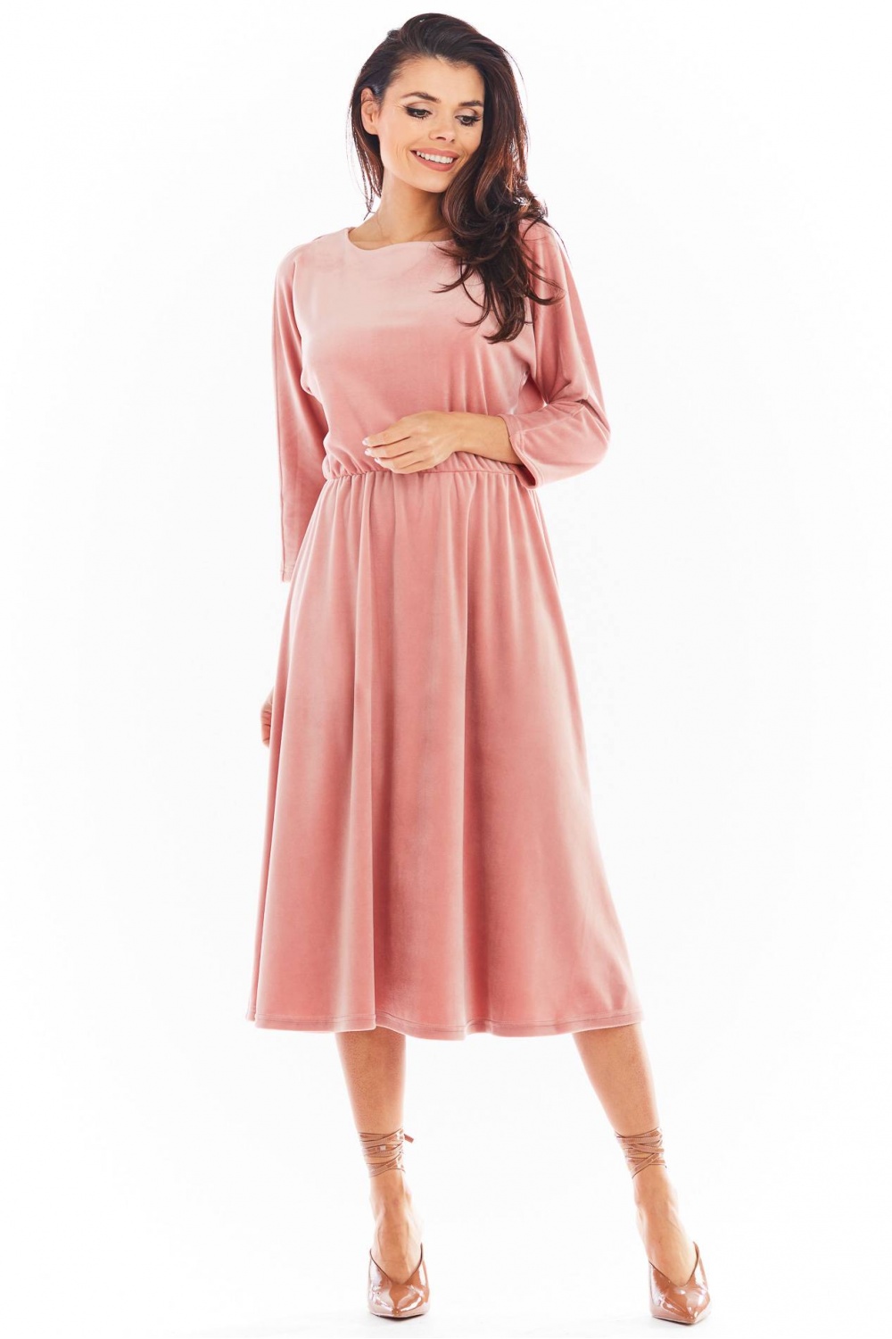 Sukienka Model A407 Welur Pink - awama - obrazek 2