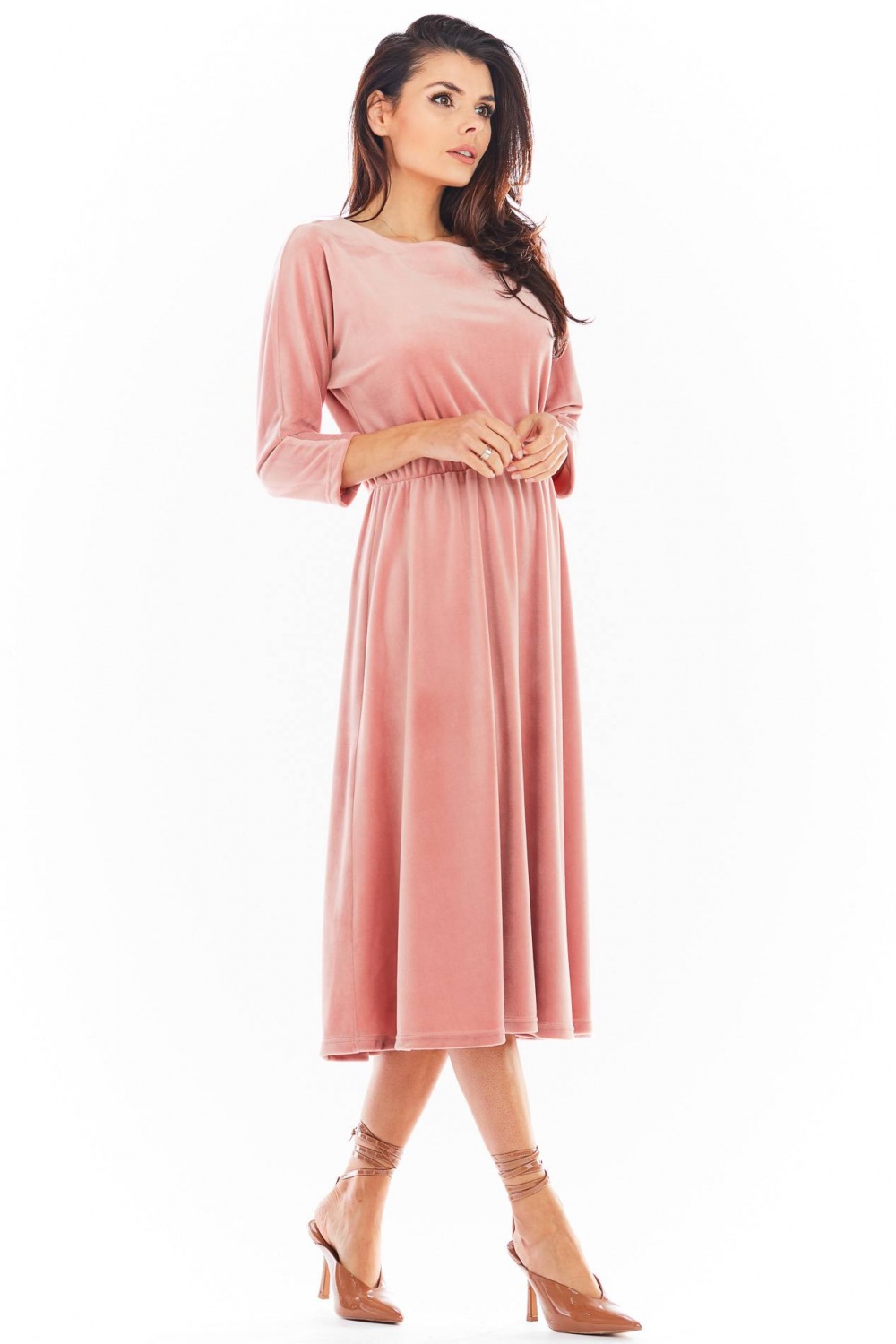 Sukienka Model A407 Welur Pink - awama - obrazek 4