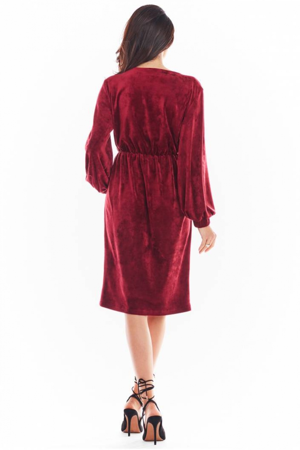 Sukienka Model A406 Welur Bordo - awama - obrazek 3