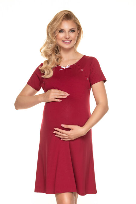 Koszula Nocna Ciążowa Model 0198 Bordo - PeeKaBoo