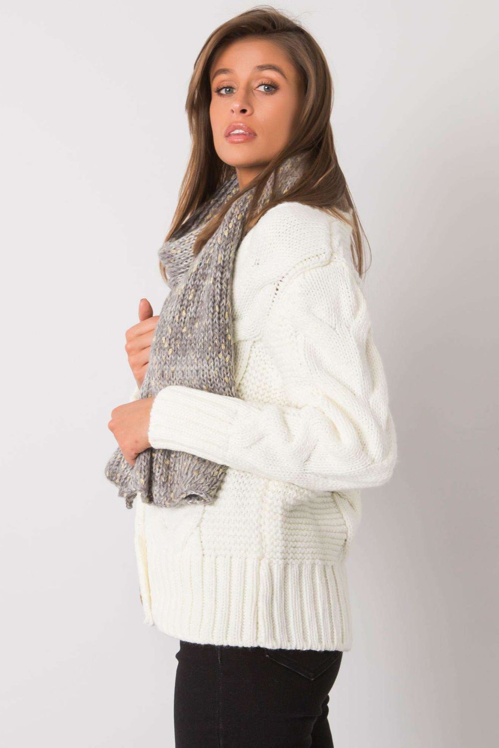 Szalik Damski Model AT-SZ-RH-1407.23X Grey - AT - obrazek 2