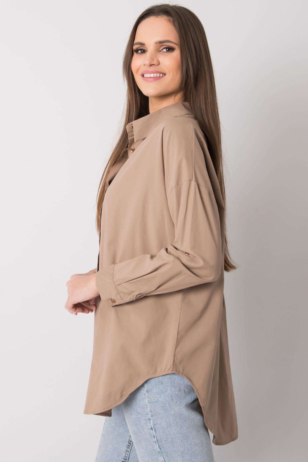 Koszula Damska Model EM-KS-004.42 Dark Beige - Ex Moda - obrazek 3