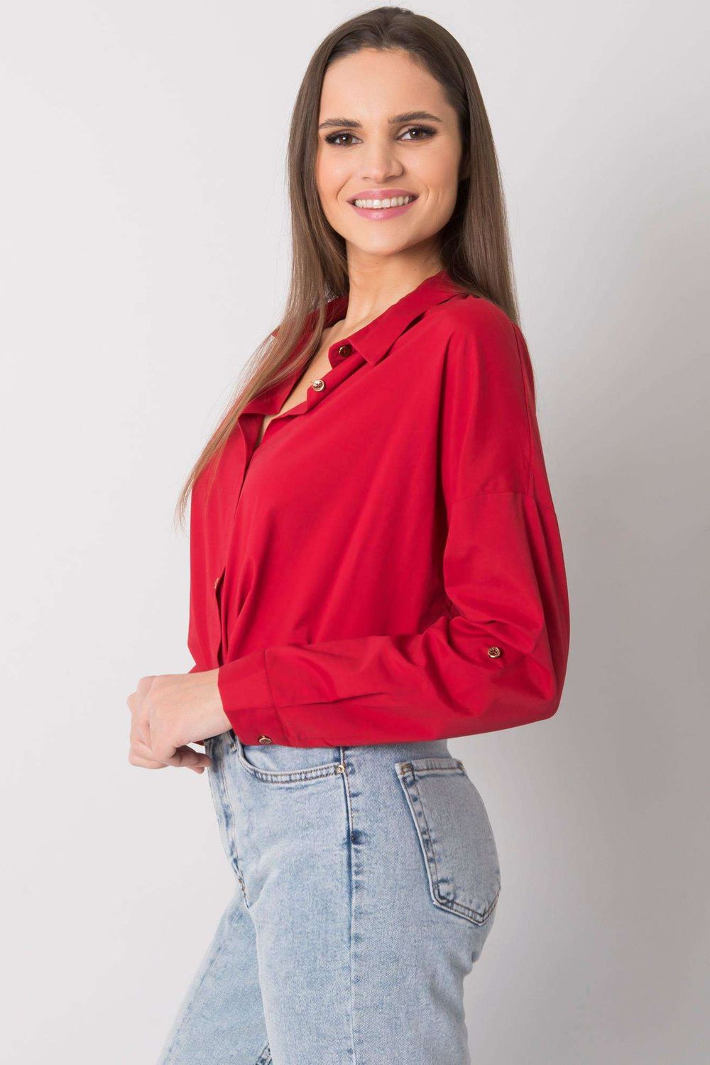 Koszula Damska Model EM-KS-004.42 Dark Red - Ex Moda - obrazek 2