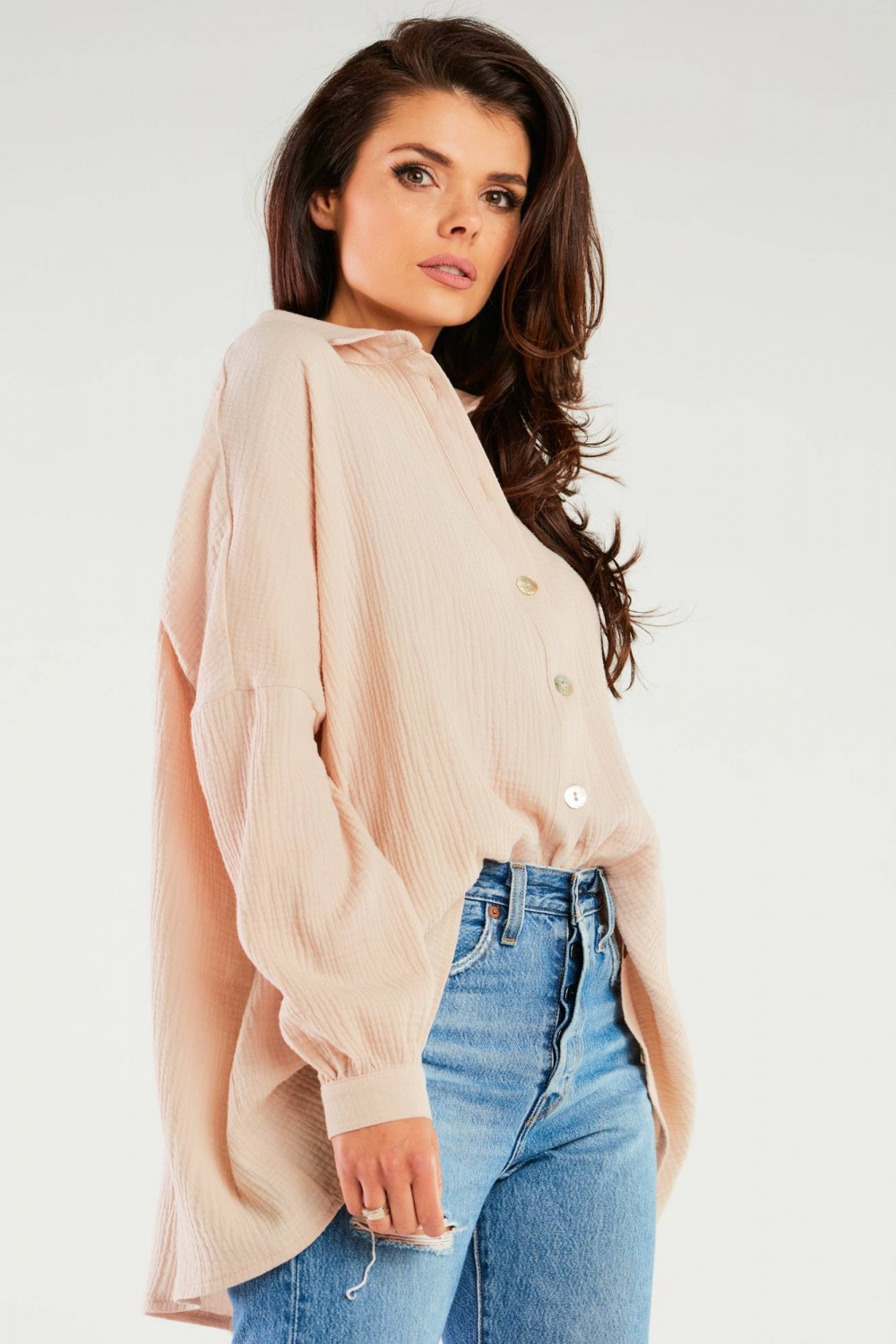 Koszula Damska Model M264 Beige - Infinite You - obrazek 2