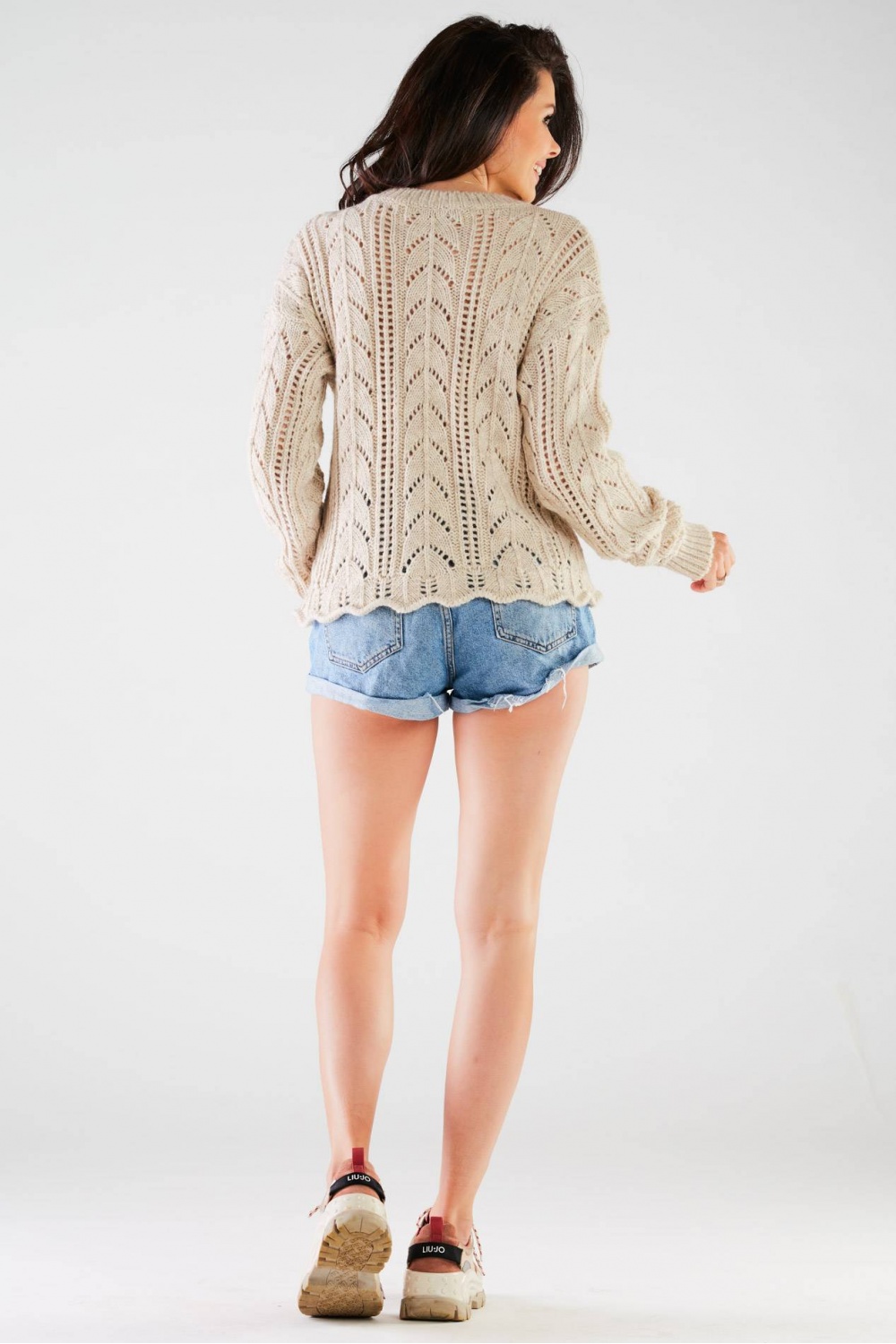 Sweter Damski Model A446 Beige - awama - obrazek 3