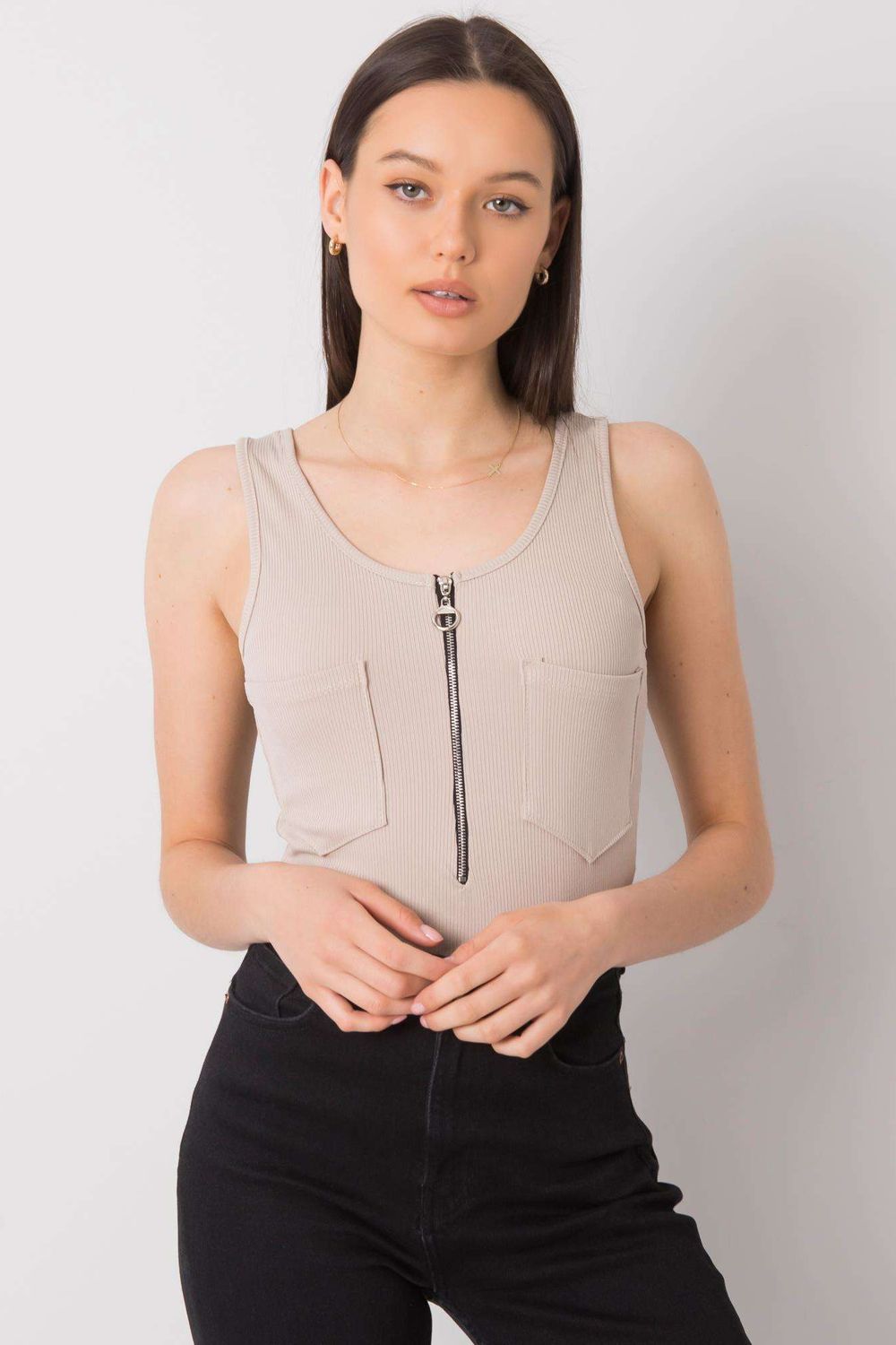 Koszulka Top MOdel DHJ-TP-13287.36P Beige - Italy Moda - obrazek 2