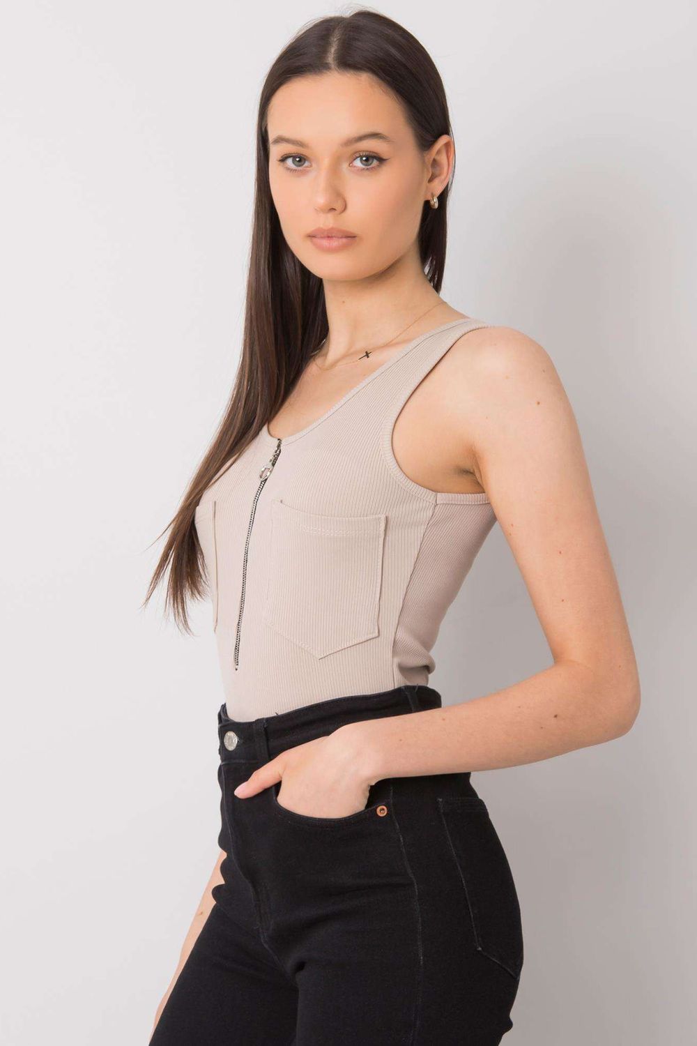Koszulka Top MOdel DHJ-TP-13287.36P Beige - Italy Moda - obrazek 3