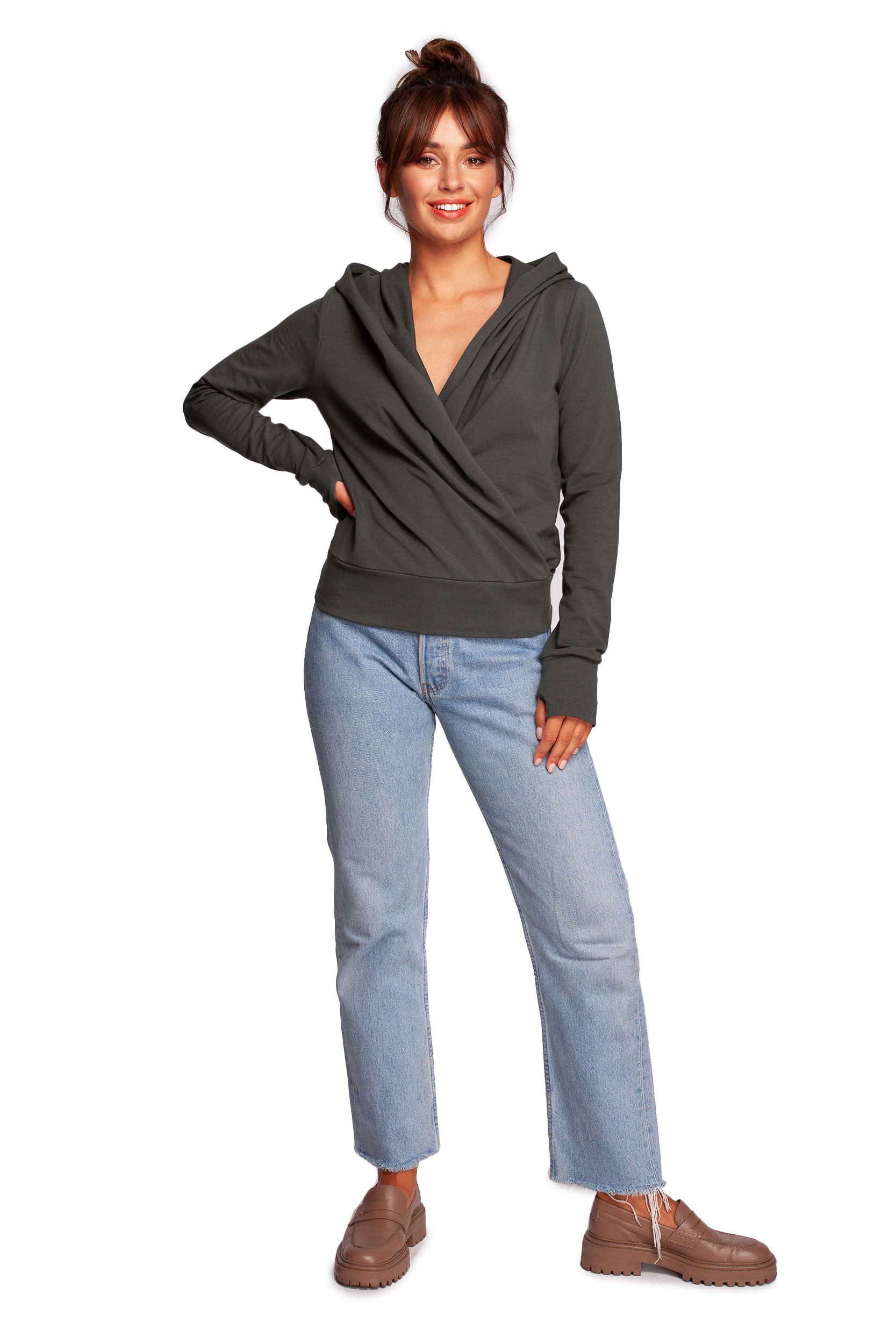 Bluza Damska Model B246 Militare Green - BeWear - obrazek 2