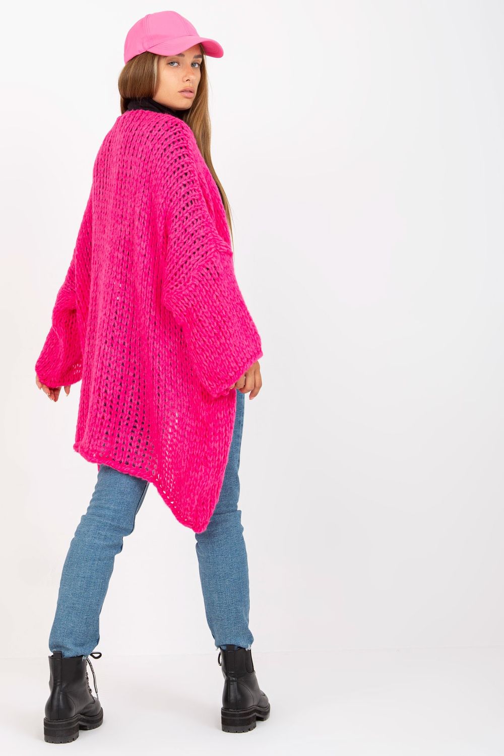 Sweter Kardigan Model TW-SW-BI-M2202.29X Fluo Pink - Och Bella - obrazek 3