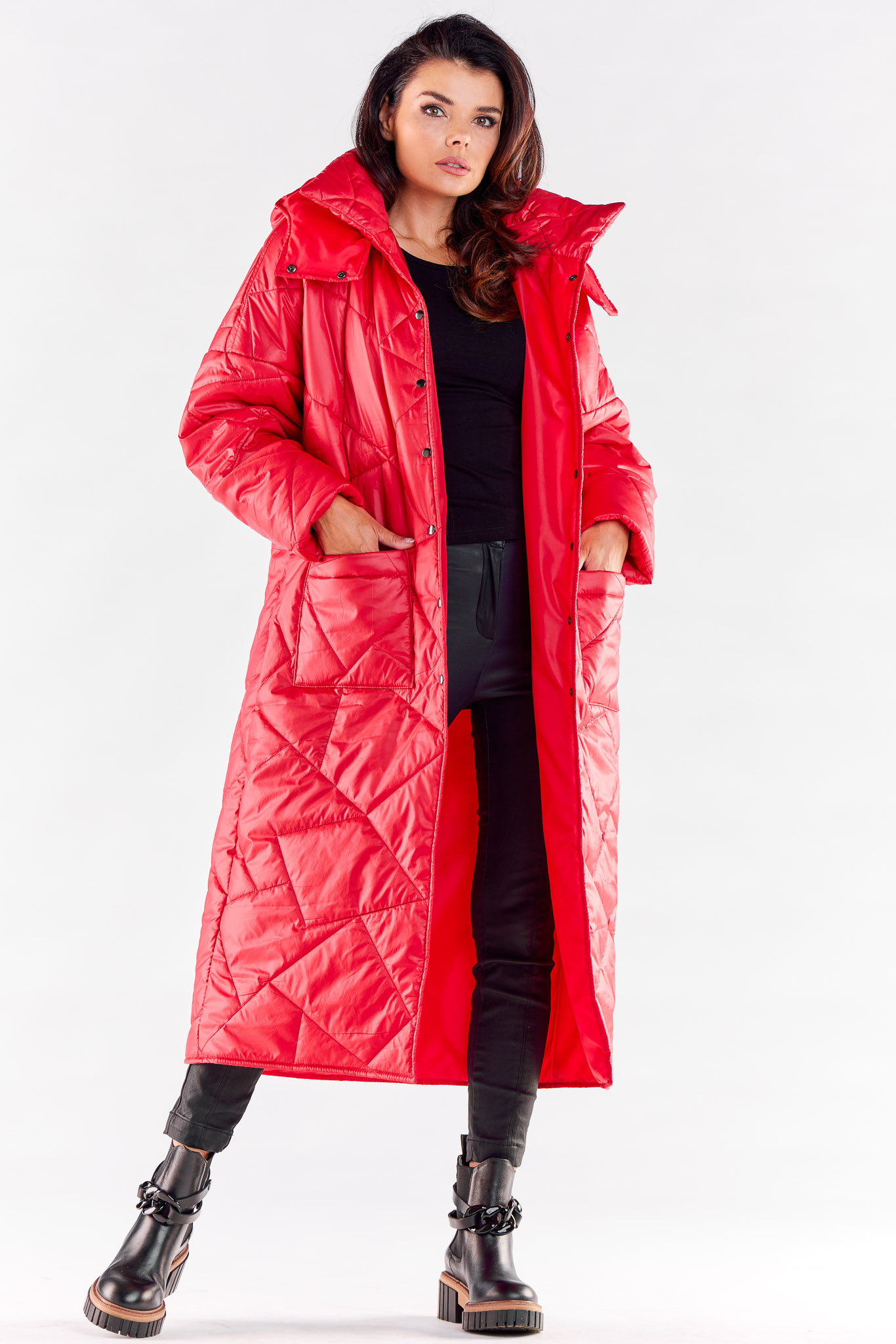 Płaszcz Damski Model A541 Red - awama - obrazek 2