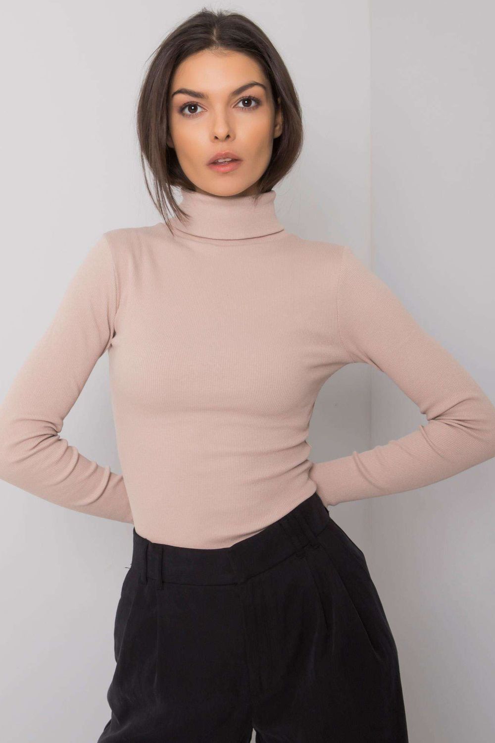 Golf Damski Model RV-BZ-7182.01P Beige - Rue Paris - obrazek 4