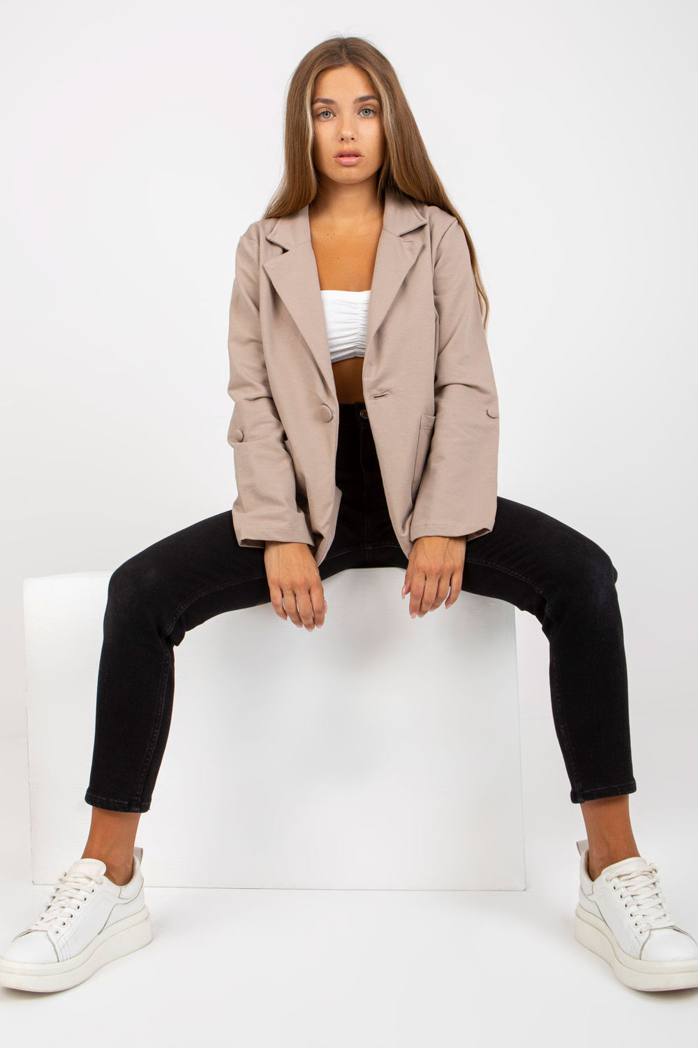 Marynarka Model RV-MA-8071.19P Dark Beige - Rue Paris - obrazek 2