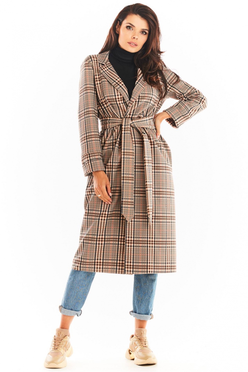 Płaszcz Damski Model A368 Brown - awama - obrazek 4