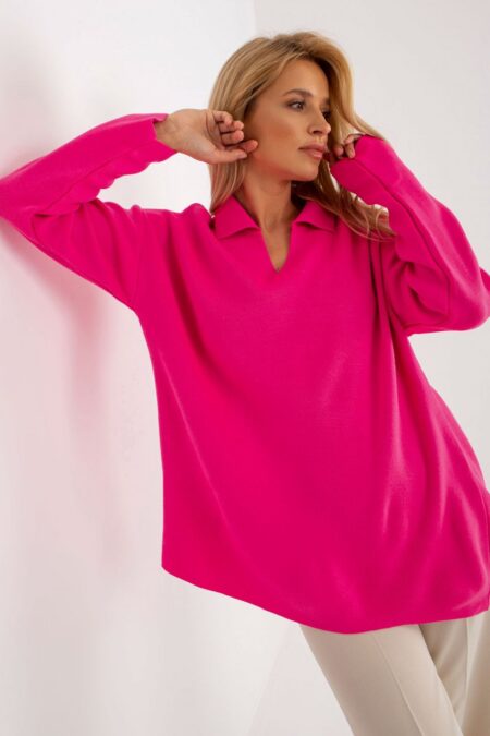 Sweter Damski Model LC-SW-2261.00P Fluo Pink - Rue Paris