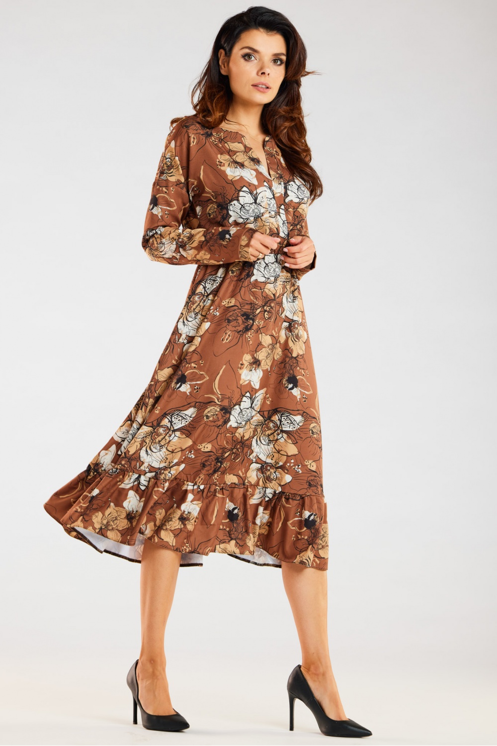 Sukienka Model A468 Brown Pattern - awama - obrazek 3