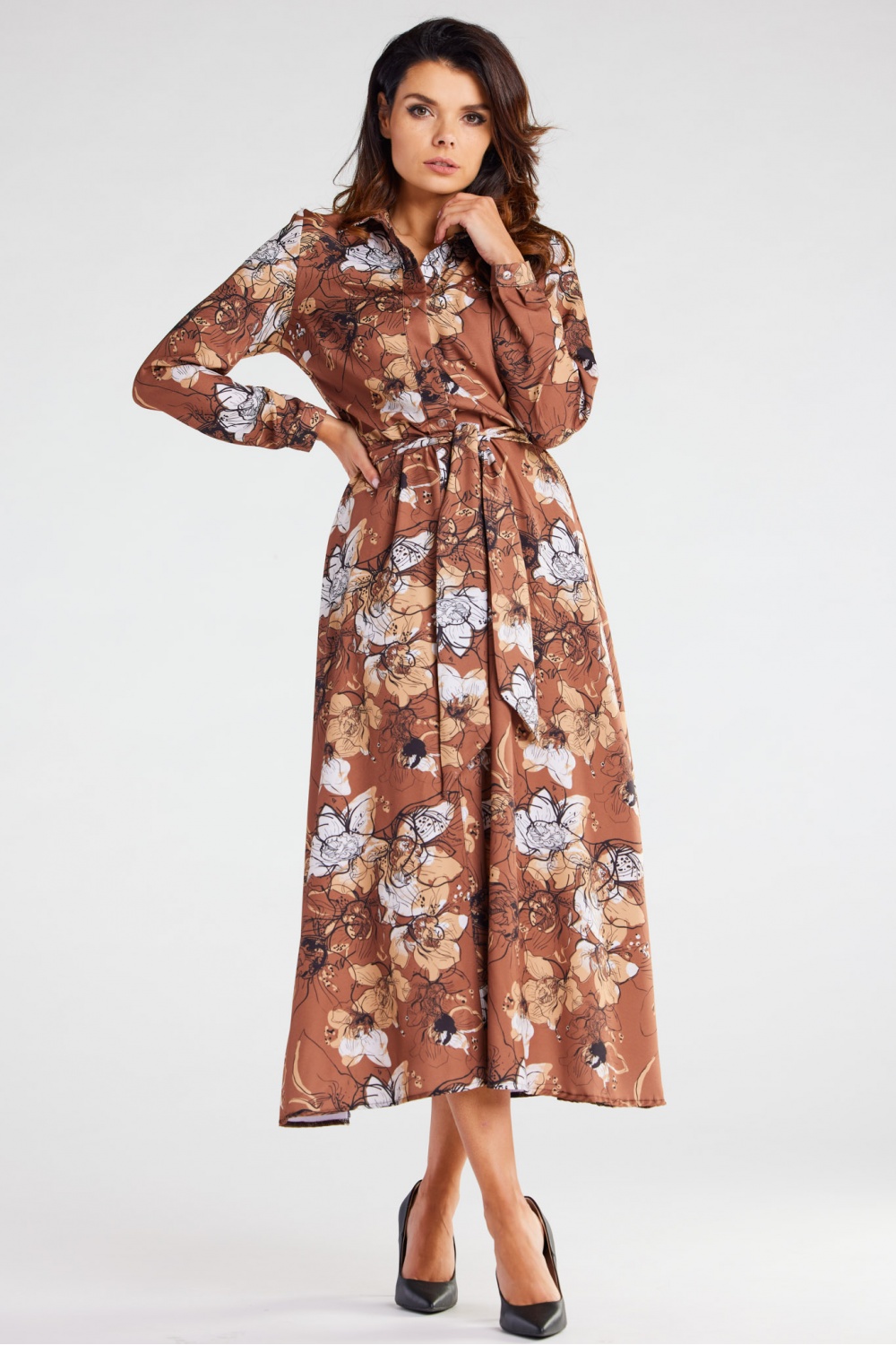 Sukienka Model A467 Brown Pattern - awama - obrazek 3