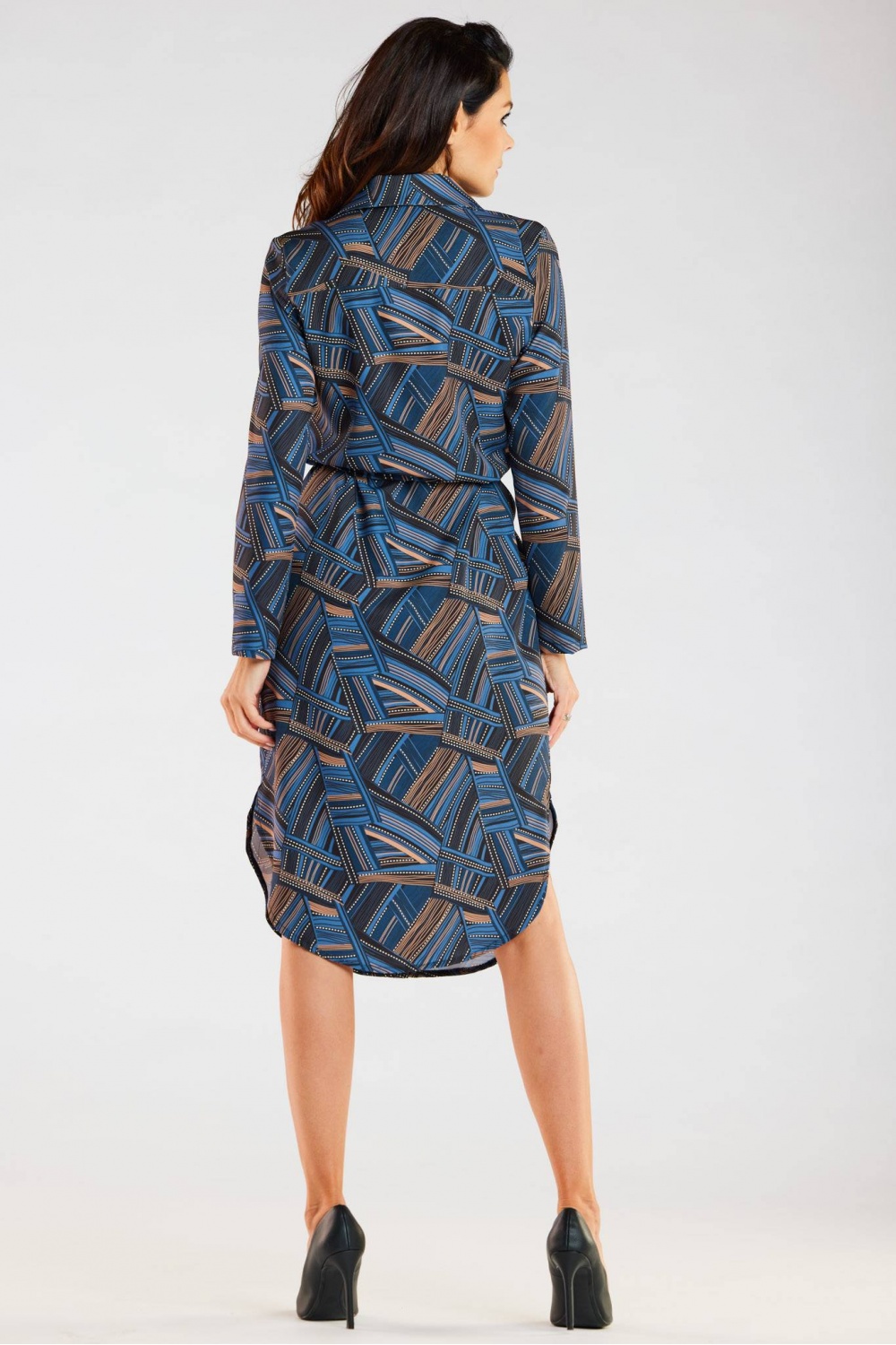 Sukienka Model A465 Navy/Brown Pattern - awama - obrazek 3