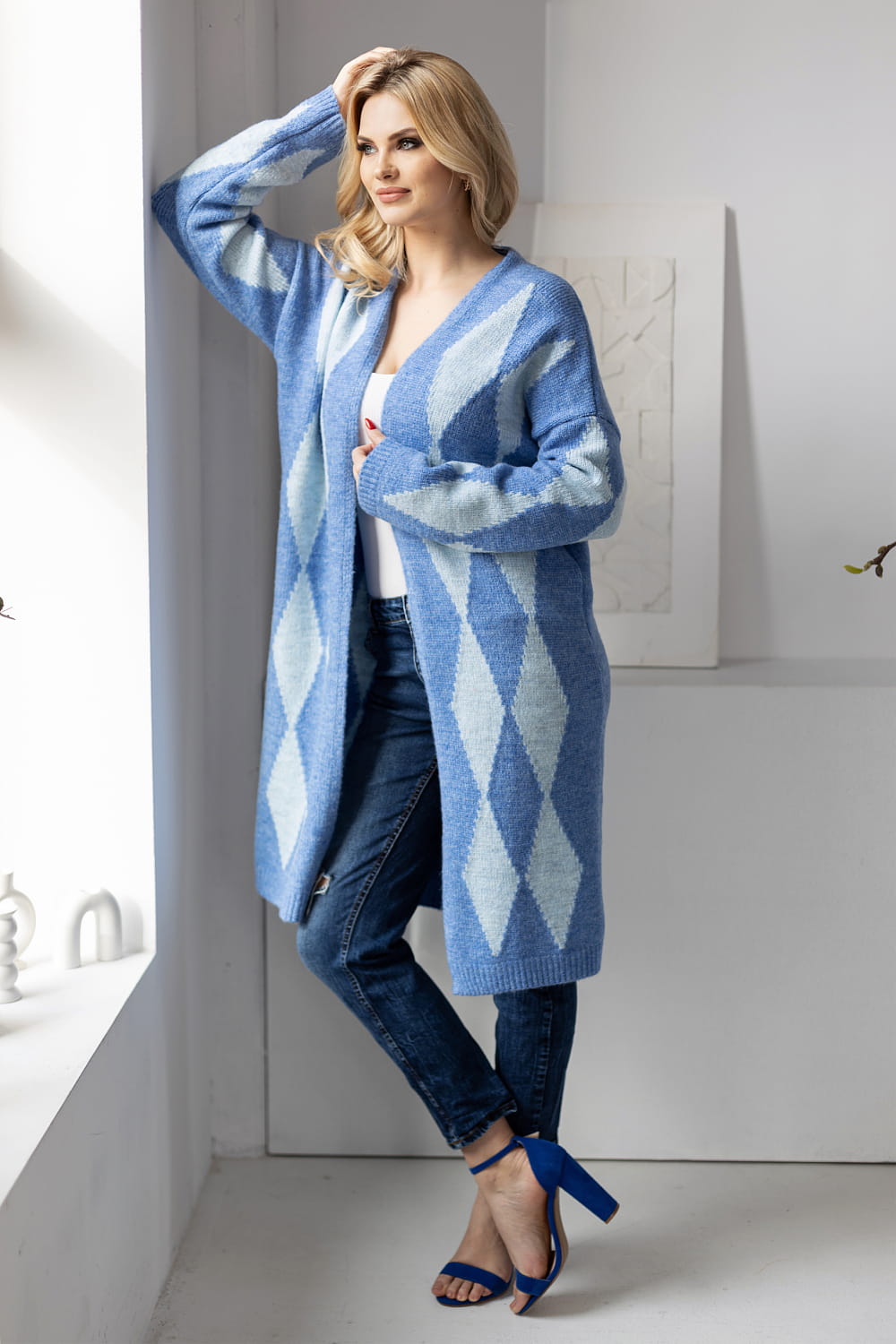 Sweter Kardigan Model 30092 Blue - PeeKaBoo - obrazek 2