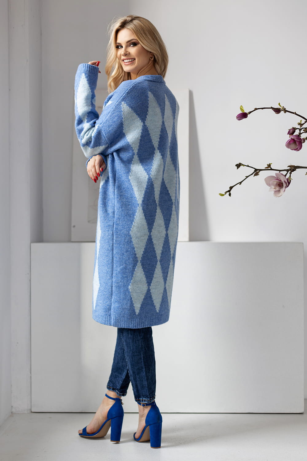Sweter Kardigan Model 30092 Blue - PeeKaBoo - obrazek 3