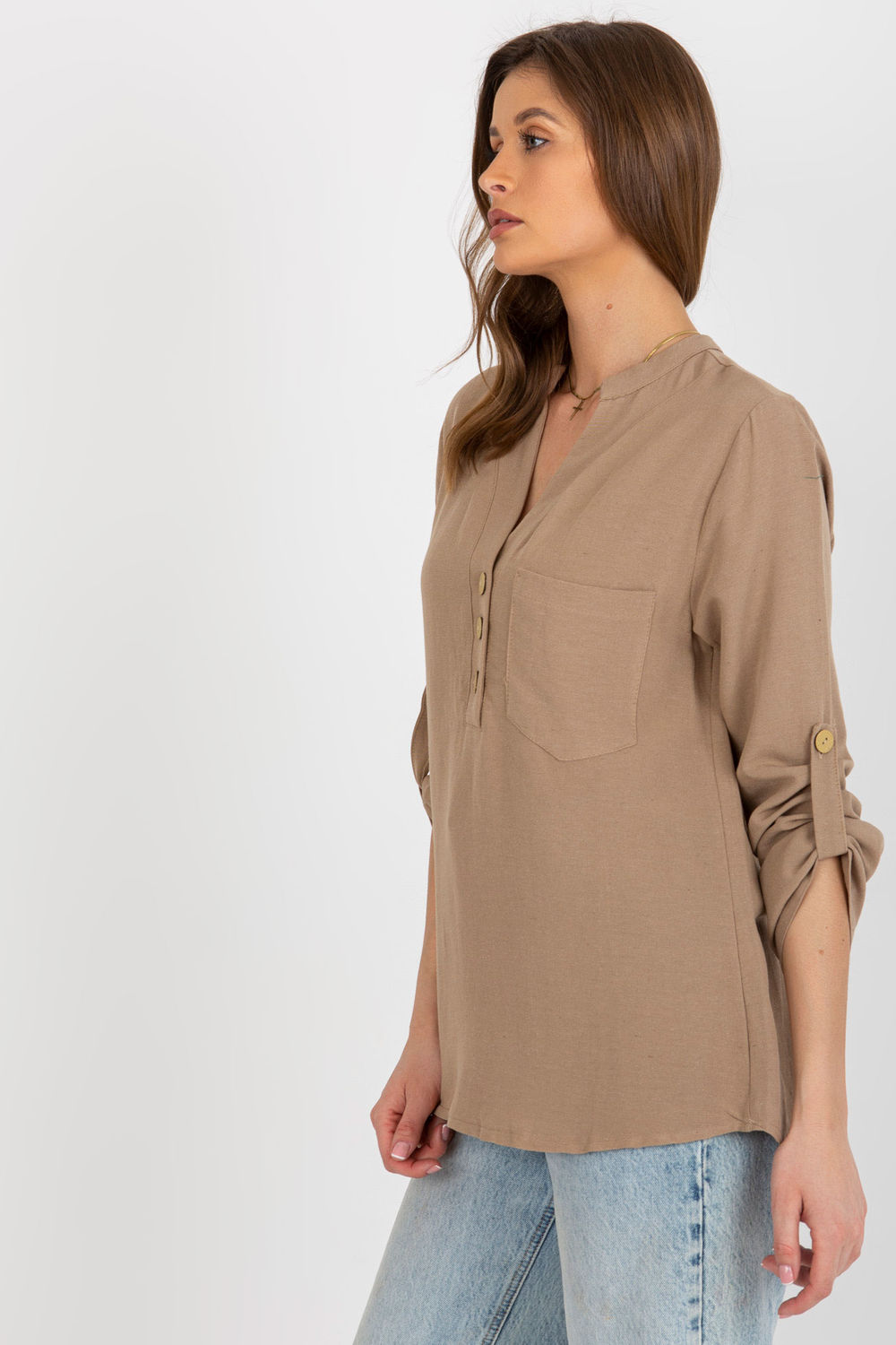 Bluzka Model WN-KS-VE51.11X Dark Beige - Rue Paris - obrazek 2