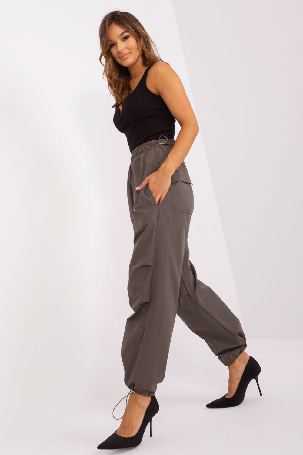 Spodnie Damskie Model TW-SP-OB056.86P Khaki - Och Bella - obrazek 3