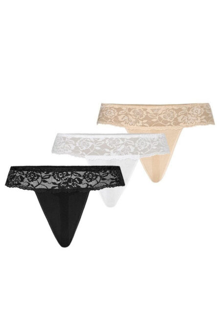 Stringi Komplet stringi Model Comfo 318-3 Black/White/Beige - Teyli