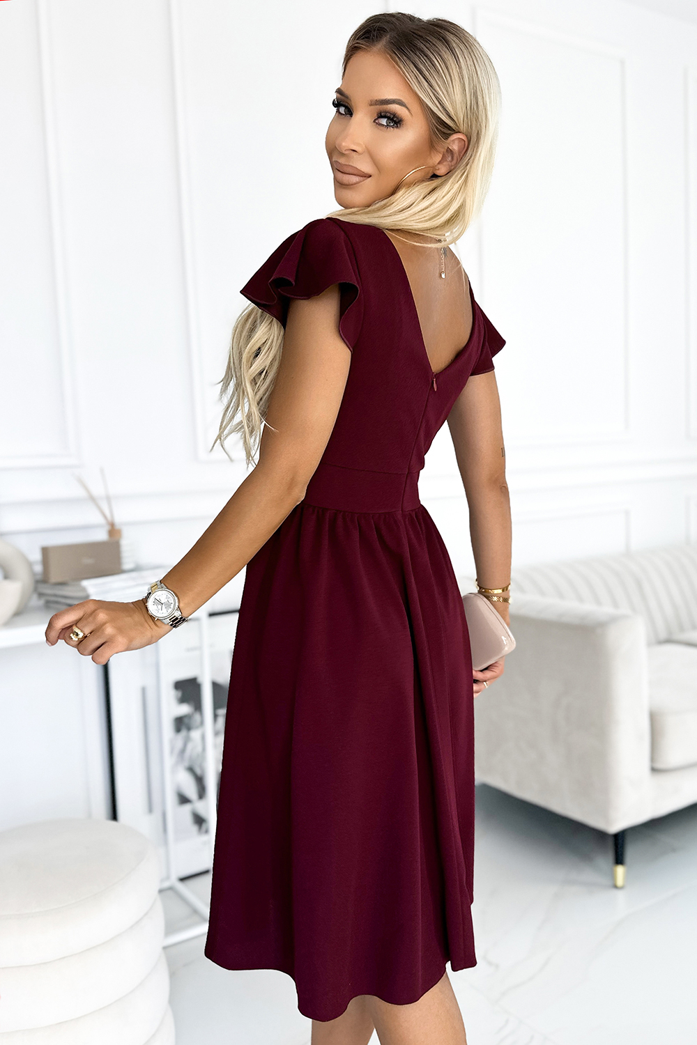 Sukienka Model Matilde 425-4 Bordo - Numoco - obrazek 3