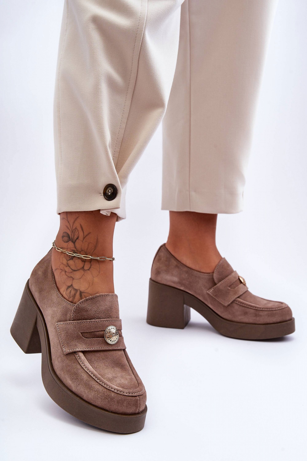 Półbuty Model Dunadia 20148 Beige Zamsz - Step in style - obrazek 2
