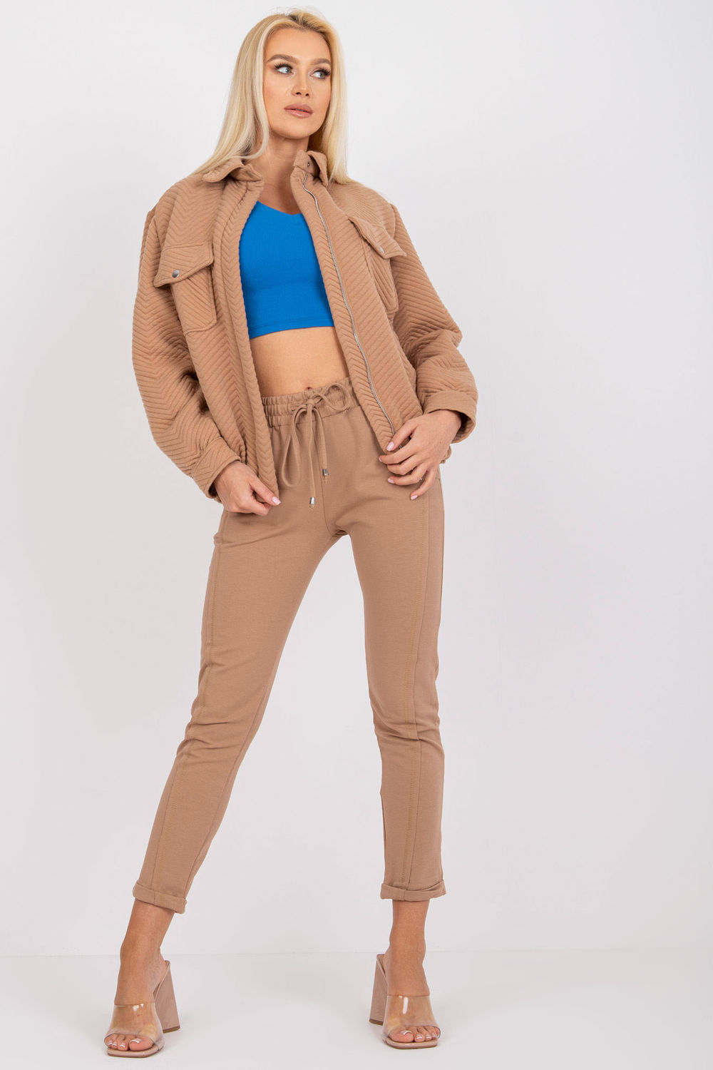 Kurtka Damska Model RV-KR-007.95P Camel - Rue Paris - obrazek 2