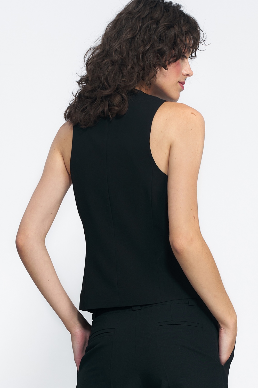Czarna garniturowa kamizelka KA03 Black - Nife - obrazek 3
